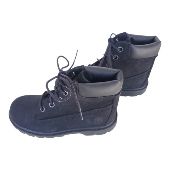 Timberland Premium Leather Cold Weather Combat Boots Black Kids Size 10 - Picture 1 of 6